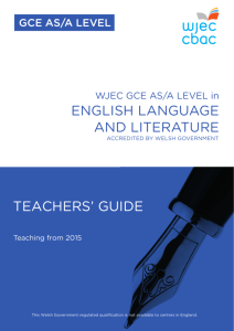 WJEC GCE AS/A LEVEL in ENGLISH LANGUAGE AND