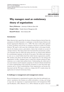 Why managers need an evolutionary theory of