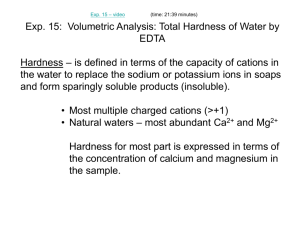 Exp. 15: Volumetric Analysis: Total Hardness of Water by EDTA