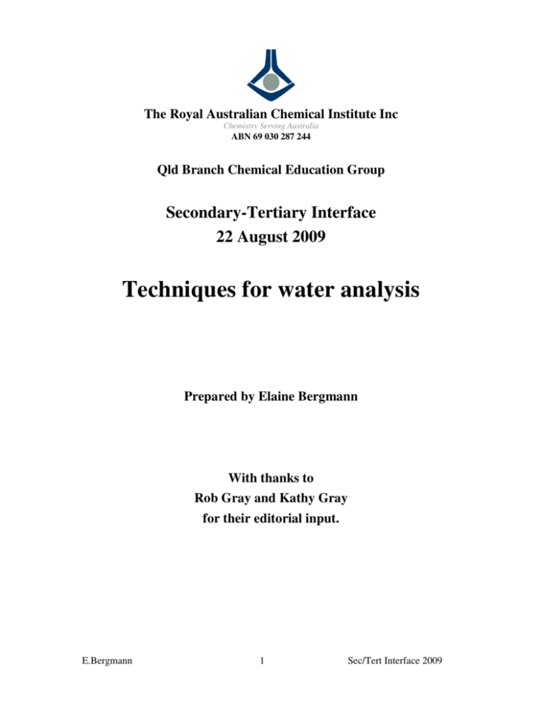 water analysis dissertation