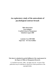 An exploratory study of the antecedents of psychological contract