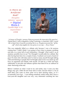 Douglas Adams' speech at Digital Biota 2