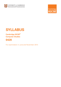 IGCSE Computer Studies 2014 Syllabus