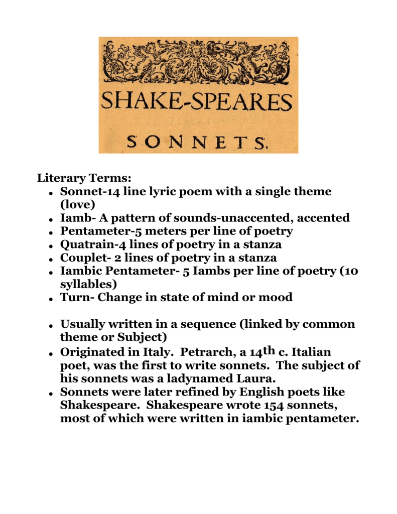 14 line sonnet examples by students