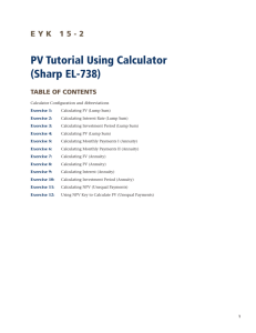 EYK 15-2 PV Tutorial Using Calculator (Sharp EL-738)