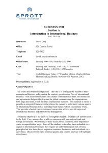 BUSI 1701 A – Introduction to International Business (Cray)