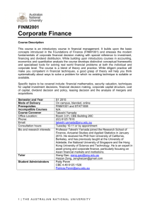 Corporate Finance - ANU College of Business and Economics
