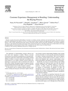 Customer Experience Management in Retailing