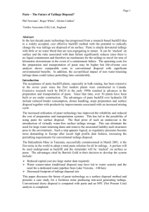 Paste – The Future of Tailings Disposal?