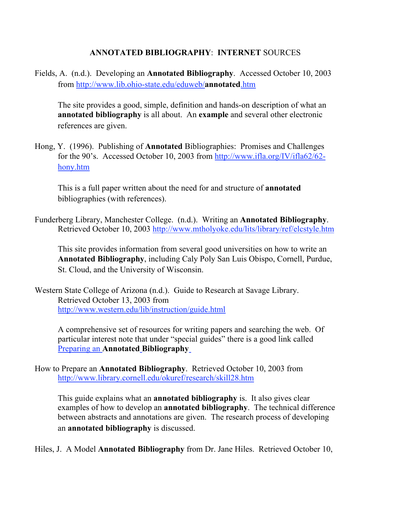 make an annotated bibliography online