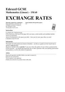 exchange rates - The Castle School