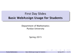 First Day Slides Basic WebAssign Usage for Students
