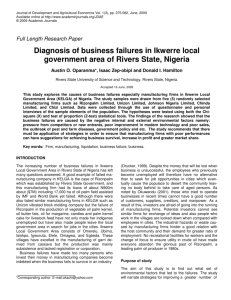 Diagnosis of business failures in Ikwerre local government area of
