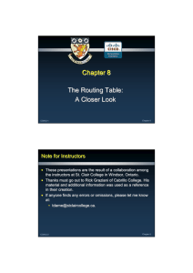 Chapter 8 The Routing Table: A Closer Look