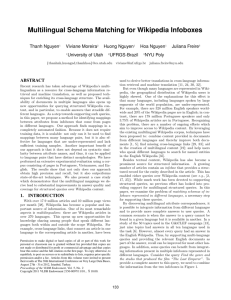 Multilingual Schema Matching for Wikipedia Infoboxes