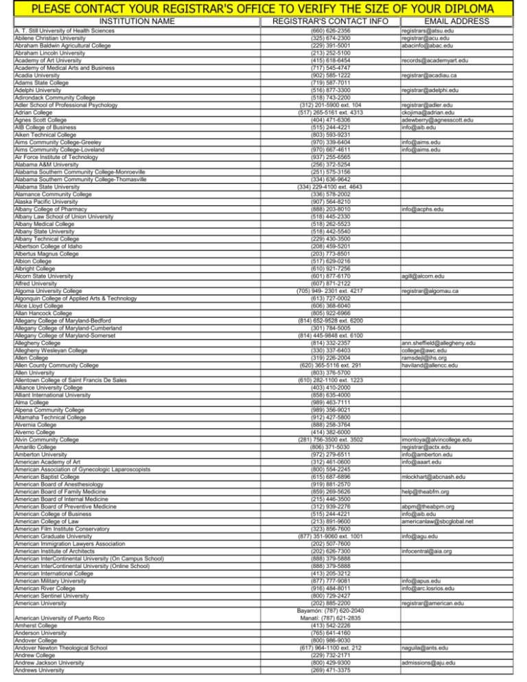 UF school registrar's list