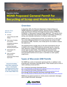 WDNR Proposed General Permit For Recycling of Scrap and Waste