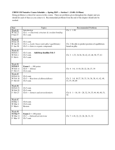CHEM 130 Tentative Course Schedule — Spring 2015 — Section 1