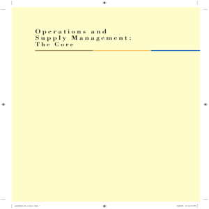 Operations and Supply Management: