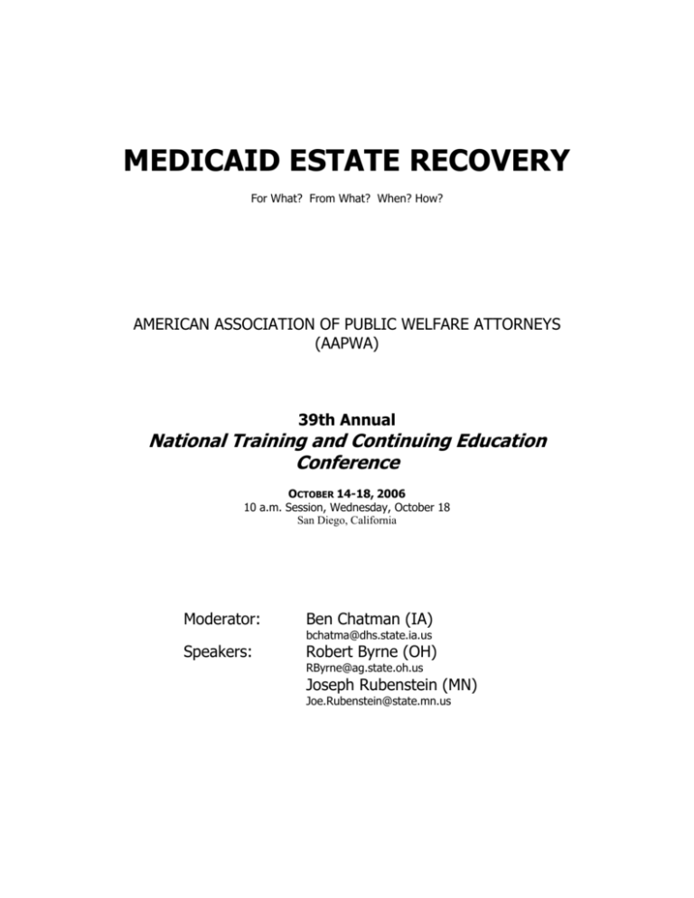 medicaid estate recovery Estate Recovery Program