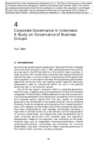 Corporate Governance in Indonesia: A Study on Governance of