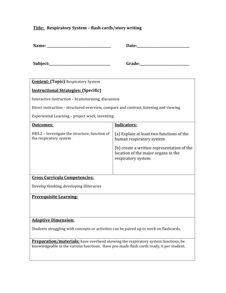 respiratory-system-lesson-plan