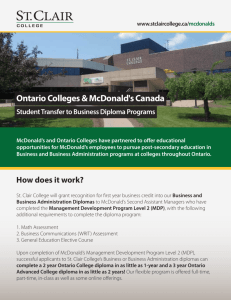Ontario Colleges & McDonald's Canada