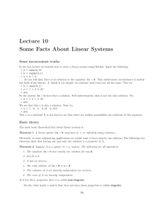 Lecture 10 Some Facts About Linear Systems