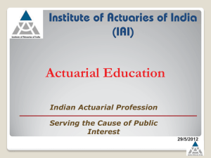 Actuarial Education - the Institute of Actuaries of India