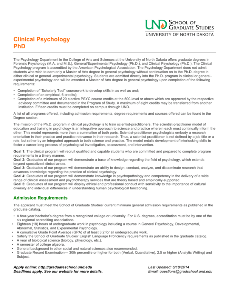 unt clinical psychology phd requirements