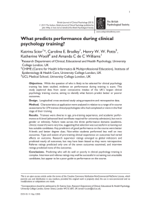 What predicts performance during clinical psychology training?
