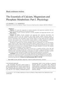 The Essentials of Calcium, Magnesium and Phosphate Metabolism