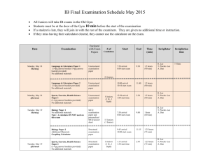 IB Final Examination Schedule May 2015