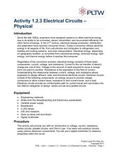 Activity 1.2.3 Electrical Circuits – Physical