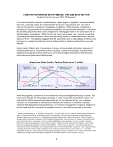 Corporate Governance Best Practices - One size does not fi…