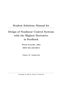 Student Solutions Manual for Design of Nonlinear Control Systems