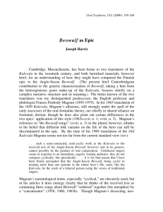 Beowulf as Epic - Oral Tradition Journal