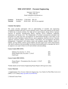 MSE 431F/1031F – Forensic Engineering