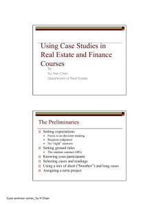 Using Case Studies in Finance and Real Estate suchan