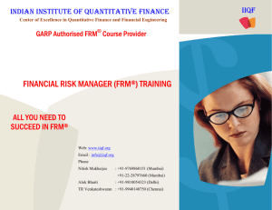 FRM 2010 Nov Training Program - Indian Institute Of Quantitative
