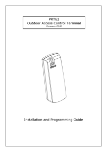 Installation and Programming Guide PRT62 Outdoor Access Control