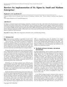 Barriers for implementation of Six Sigma by Small and Medium