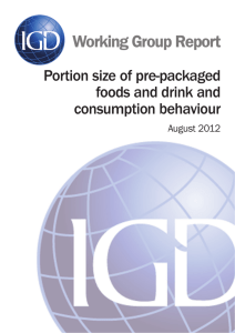 Portion size of pre-packaged foods and drink and
