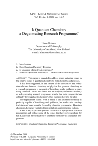 Is Quantum Chemistry a Degenerating Research Programme?