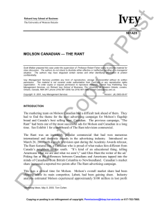 MOLSON CANADIAN — THE RANT