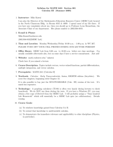Syllabus for MATH 2421 Section 001 Calculus III (Summer 2009) 1
