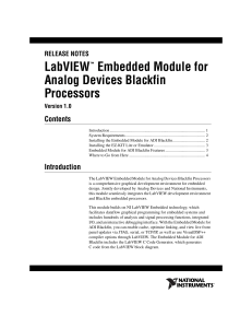LabVIEW Embedded Module for Analog Devices Blackfin