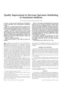 Quality Improvement to Decrease Specimen Mislabeling in