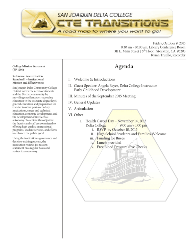 Agenda San Joaquin Delta College