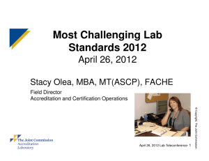 Most Challenging Lab Standards 2012